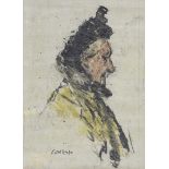 William Conor, RHA RUA - THE DOWAGER - Wax Crayon on Paper - 9.5 x 7 inches - Signed