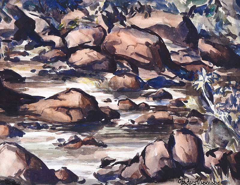 Gladys Maccabe, HRUA - ROCK POOL IN THE MOURNES - Watercolour Drawing - 8 x 10 inches - Signed