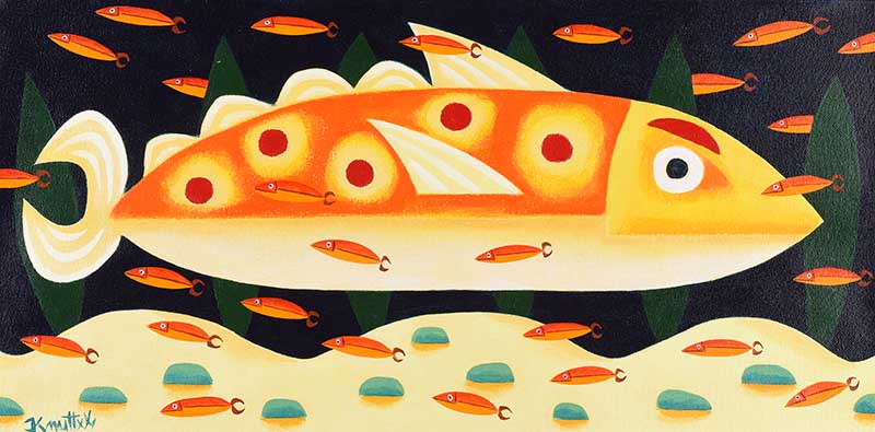 Graham Knuttel - BIG FISH - Oil on Canvas - 12 x 24 inches - Signed