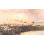 Andrew Nicholl, RHA - DUCKS OVER WETLANDS - Watercolour Drawing - 12 x 10 inches - Signed