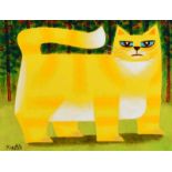 Graham Knuttel - MR YELLOW CAT - Oil on Board - 12 x 16 inches - Signed