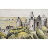 John Nixon - DUNLUCE CASTLE, COUNTY ANTRIM - Watercolour Drawing - 4.5 x 7 inches - Unsigned