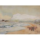 James Stanley Prosser, RUA - ON BALLYGALLY BEACH - Watercolour Drawing - 15 x 21 inches - Signed