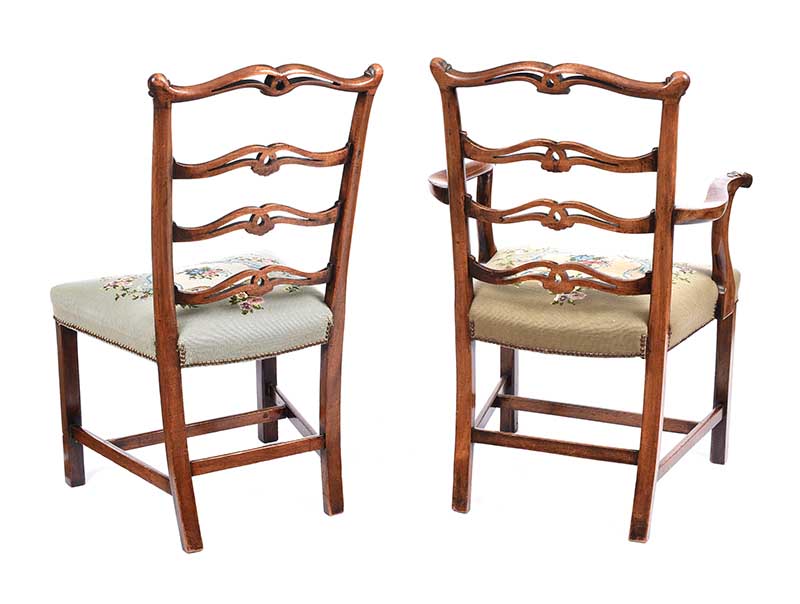 FINE SET OF EIGHT NINETEENTH CENTURY LADDER BACK DINING CHAIRS - Image 8 of 11