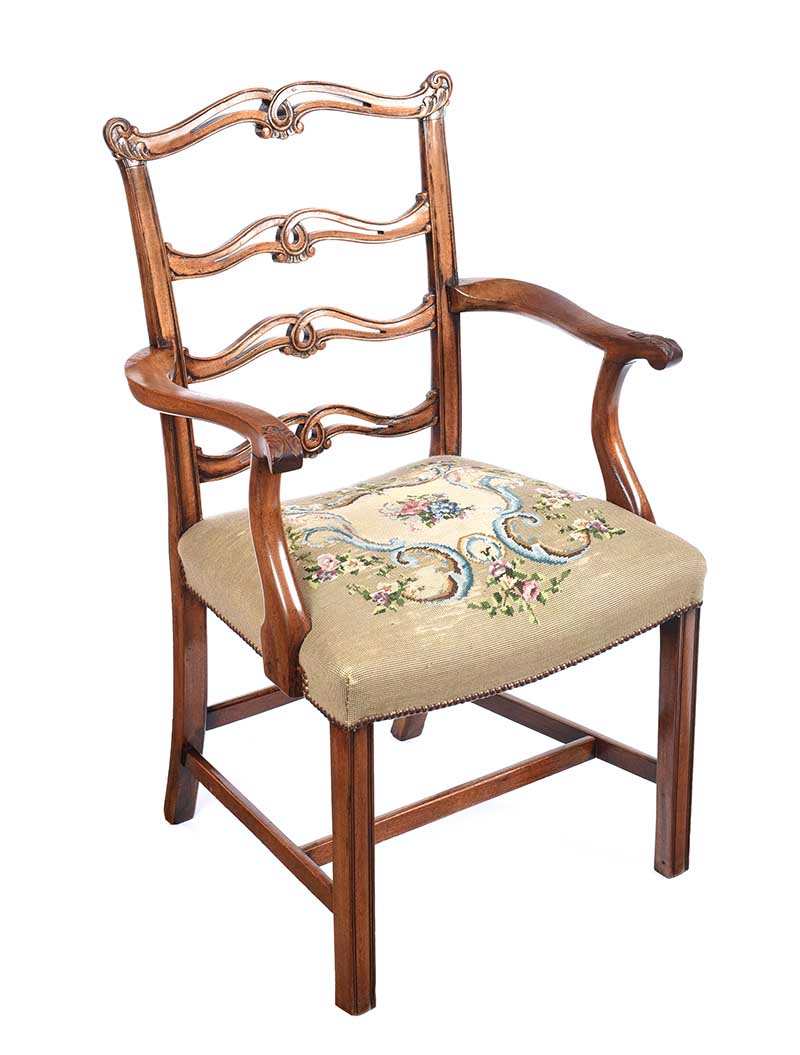 FINE SET OF EIGHT NINETEENTH CENTURY LADDER BACK DINING CHAIRS - Image 2 of 11