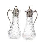 SILVER & CUT GLASS CLARET JUGS