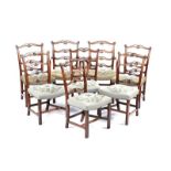 FINE SET OF EIGHT NINETEENTH CENTURY LADDER BACK DINING CHAIRS