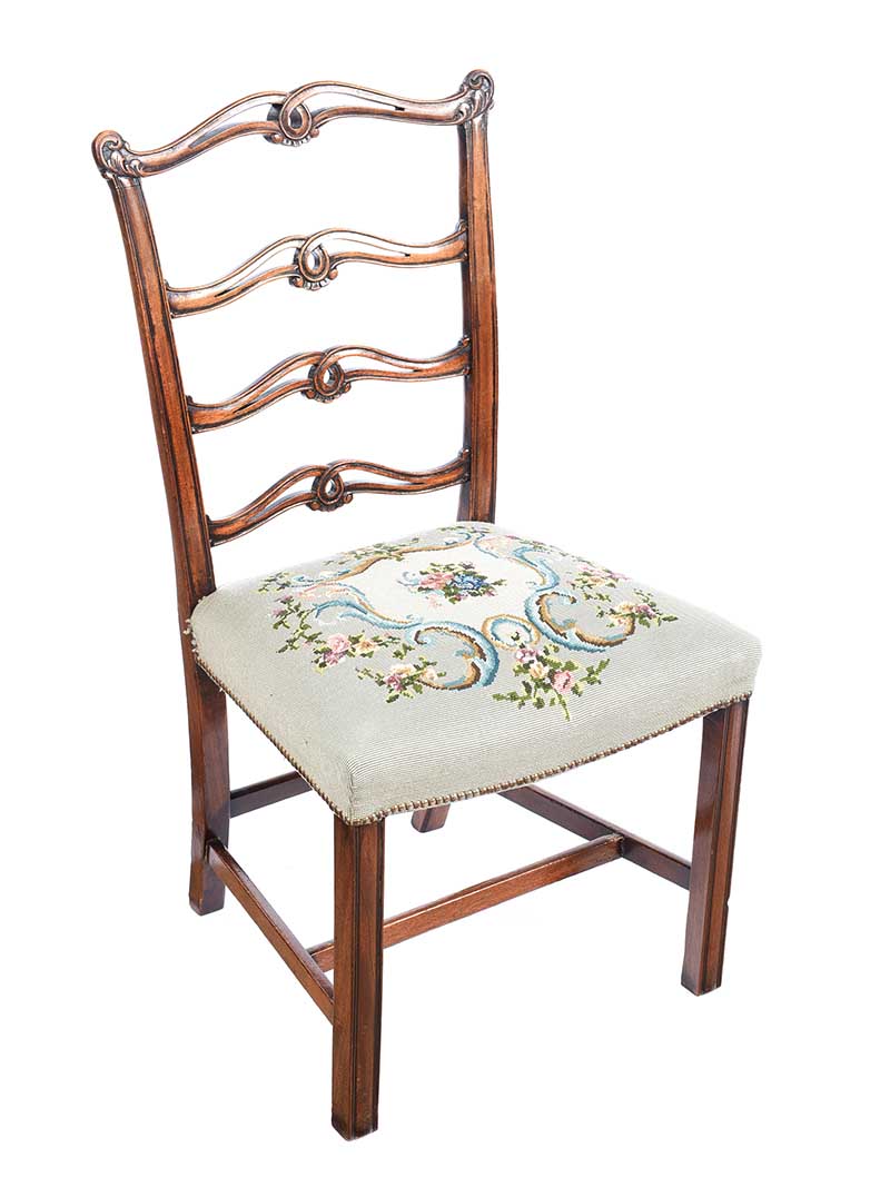 FINE SET OF EIGHT NINETEENTH CENTURY LADDER BACK DINING CHAIRS - Image 5 of 11