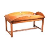 MAHOGANY CAMPAIGN COFFEE TABLE ON STAND
