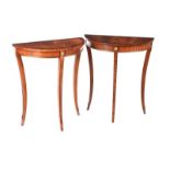 PAIR OF MAHOGANY DEMI LUNE HALL TABLES