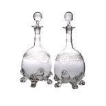 PAIR OF GLASS DECANTERS