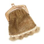 ANTIQUE FRENCH GOLD-TONE MESH COIN PURSE