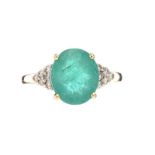 14CT GOLD EMERALD AND DIAMOND RING