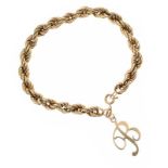 9CT GOLD ROPE CHAIN BRACELET