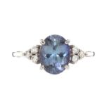 18CT WHITE GOLD AQUAMARINE AND DIAMOND RING