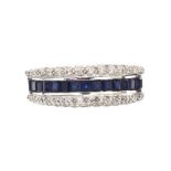 18CT WHITE GOLD SAPPHIRE AND DIAMOND RING