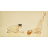 Sir William Russell Flint RA PRWS RSW, British 1880-1969- Two nudes; watercolour, signed, 23.5x41cm,