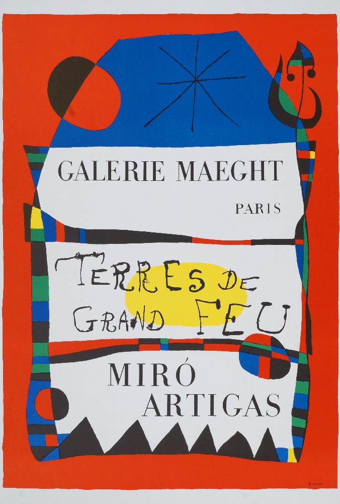 Joan Miró, Spanish 1893-1983- "Terres de Grand Feu", 1956; lithographic poster in colours, published