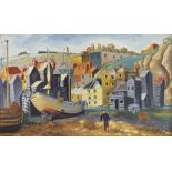 Francis Cox, British 1916-1992- Hastings; oil on board, signed and dated 1948, 41.5x70cm (ARR)Please