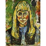 John Randall Bratby, British 1928-1992- Portrait of a lady, head and shoulders, possibly Rita