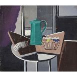 Edward H. Rogers, British 1911-1994- Still Life. Green Jug And Fruit; oil on board, signed, titled