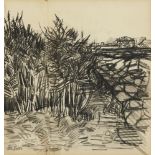 Peter Coker RA, British 1926-2004- Bracken Field; charcoal on two joined pieces of paper, signed