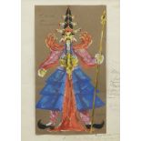 Hedi Schick, Austrian/British 1906-1999- Costume designs of Chinese courtiers; gouache and pastel on