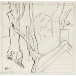 Keith Vaughan, British 1912-1977- Trees and houses; pencil, with estate stamp, 28x20.2cm, (