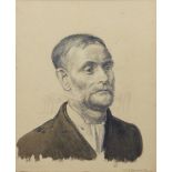 Leon Underwood, British 1890-1975- Head of a Tramp, no. 7; pen and ink over traces of pencil with