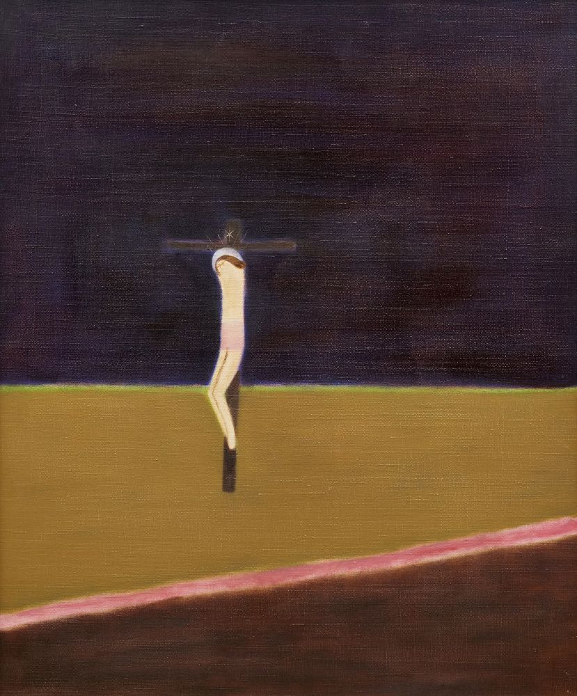 Craigie Aitchison CBE RSA RA, British 1926-2009- Crucifixion, 1971-1973; oil on canvas, 61x50.5cm (