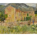 Rupert Shephard, British 1909-1992- Provençal house and shepherd; oil on canvas, signed and dated