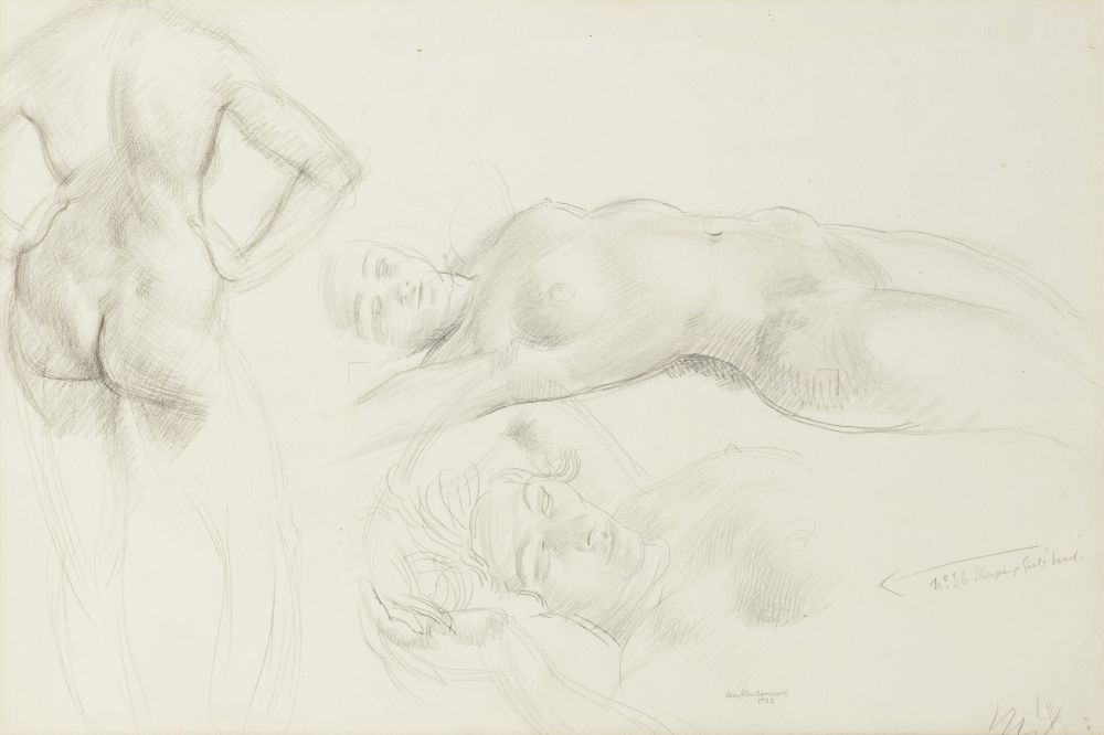 Leon Underwood, British 1890-1975- Three nude figure studies; pencil, signed Leon Underwood 1922 and