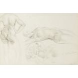 Leon Underwood, British 1890-1975- Three nude figure studies; pencil, signed Leon Underwood 1922 and