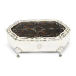 A George V silver and tortoiseshell jewellery box, London c.1911, Mappin & Webb, of hexagonal design