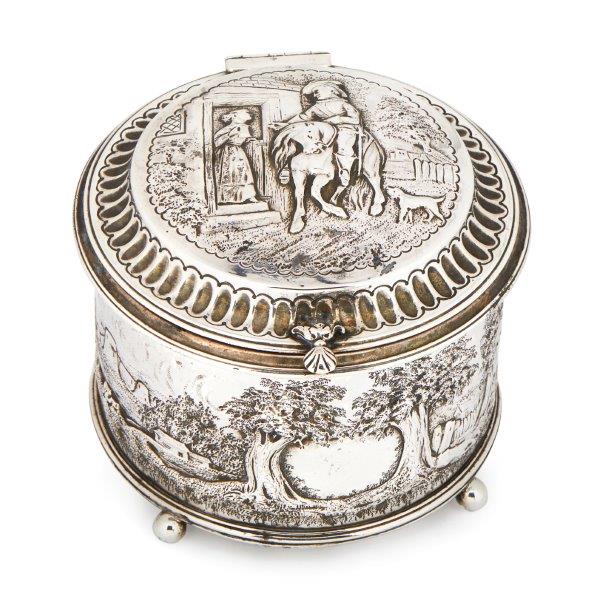 WITHDRAWN A George III circular lidded box, London c.1799, Thomas Hannan & John Crouch II, chased w