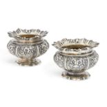 A good pair of William IV silver salts, London c.1834, James Charles Edington, of lobed circular