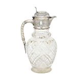 A Victorian silver and cut glass claret jug, Sheffield c.1889, W & G Sissons (William & George