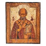 A Russian Icon of St Nicholas the Wonder Worker, possibly from Minsk or Kiev, 18th century,