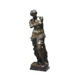 A large copper electrotype model of the Venus di Milo, early 20th century, after the Antique, on a