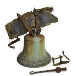 A Victorian bronze bell, cast by J.Warner & Sons, London, 1890, with iron clapper, 50cm high Note: