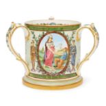 A Copeland Boer ware Commemorative three handled loving cup, late 19th/early 20th century, printed
