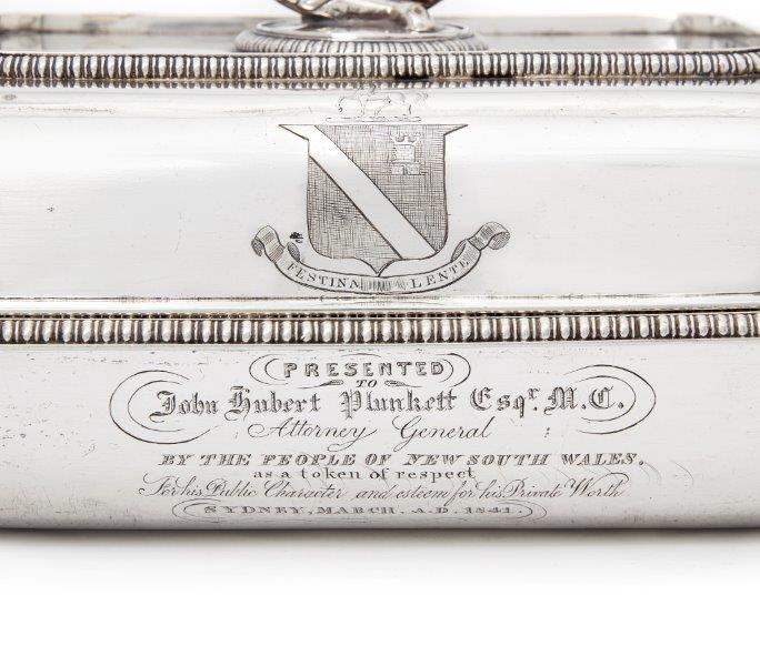 Of Australian interest: A rare and important silver rectangular entree dish and cover, bearing the - Image 2 of 2