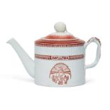 A Copeland Spode cylindrical tea pot and cover, late 19th/early 20th century, printed with the