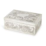 A George III silver box, London c.1803, maker GH, with chased rococo floral sprigs and scrolls,