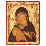 Two Russian Icons of Mary, Mother of God, both 19th century, tempera on board, 36 x 28cm and 26.5