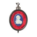 A Wedgwood Jasperware portrait medallion, late 18th century, traditionally held to be Charles Edward