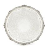 A Victorian Scottish silver salver, Edinburgh c.1898, Hamilton & Inches, with gadrooned and shell