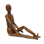 A large pine artists lay figure, English or French, late 19th century, the articulated limbs with