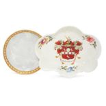 A Barr Flight and Barr Worcester porcelain dish, with a thick gilt and flower head decorated rim,