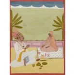 A noble visiting a sage, Jodhpur, circa 1790, gouache on paper heightened with gilt, shown seated,